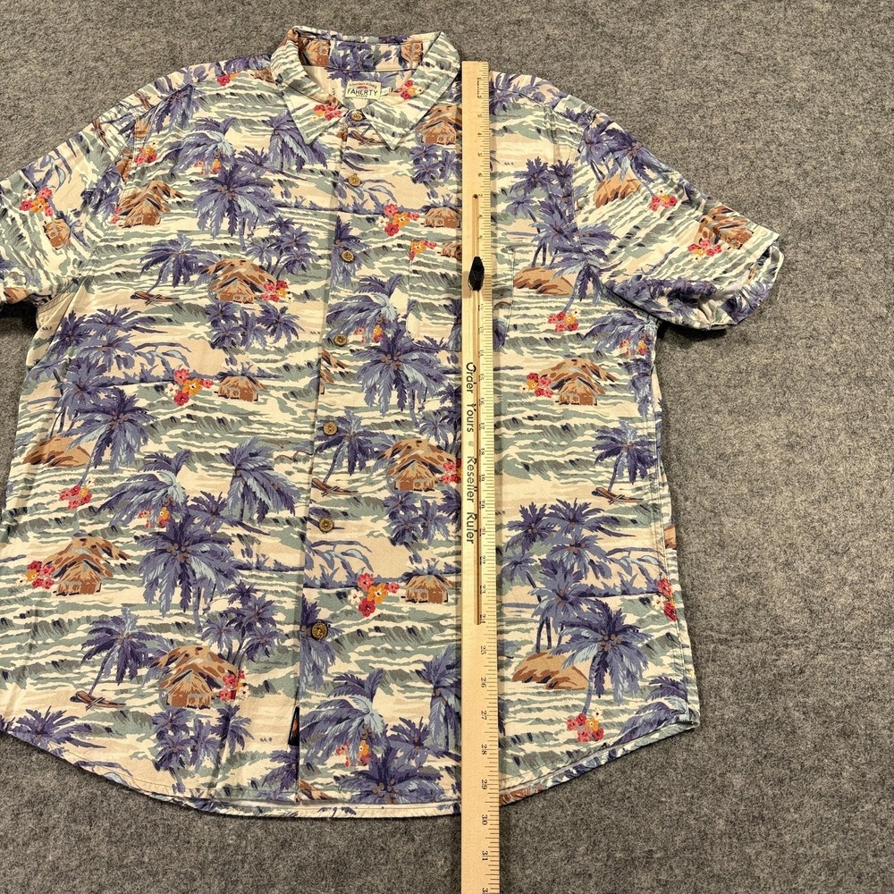 Faherty Shirt Mens 2XL Multicolor Hawaiian Palm Camp‎ Short Sleeve Button Up - Picture 6 of 8